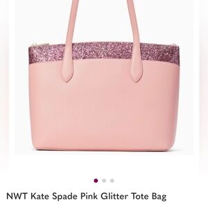 NWOT Kate Spade Pink Glitter Tote Bag